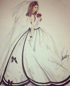 vera wang barbie wedding dress sketch