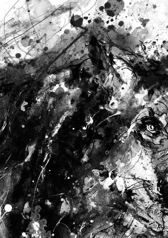 lobo negro impresia n blanco y negro tinta de dibujo arte