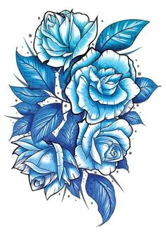 blue roses pastel mix temporary tattoo