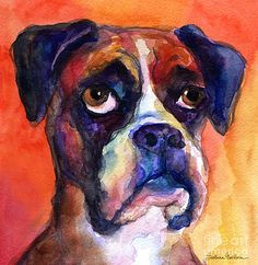 svetlana novikova pensive boxer dog pop art painting dog artwork dog paintings original