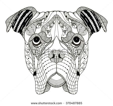 boxer dog head zentangle stylized vector illustration freehand pencil hand drawn pattern zen art ornate vector lace stock vector