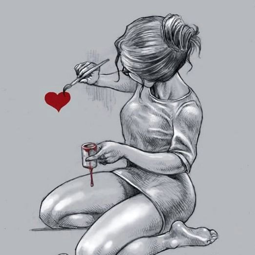 broken heart girl in love drawing