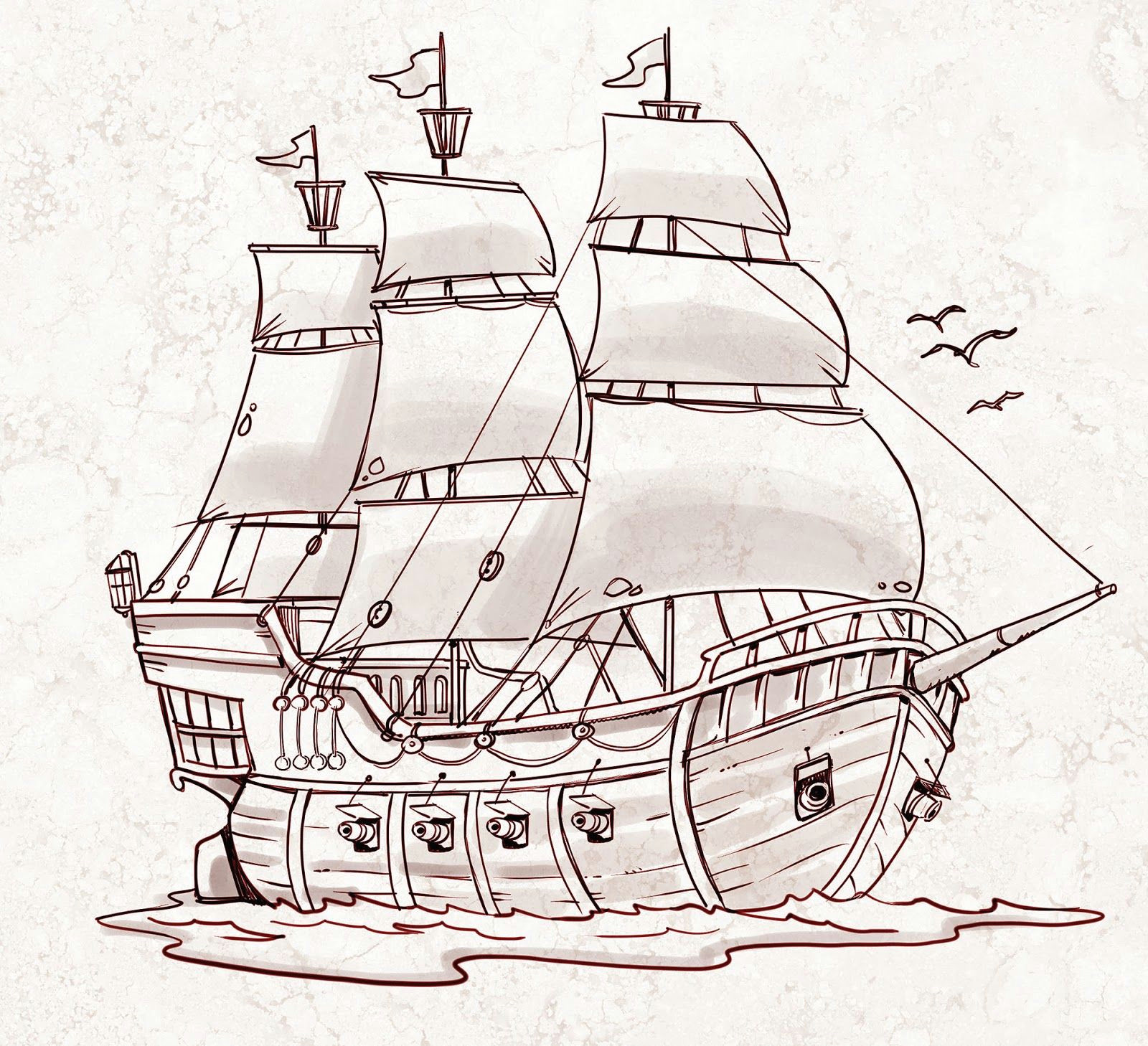 pirate ship a sketch for a how to draw book