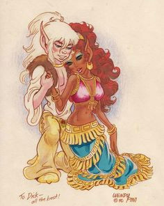 cutter and leetah from elfquest art by wendy pini