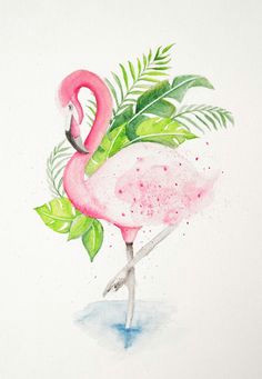 buy flamingo in summer a watercolor painting on paper by susan emanuella from indonesia