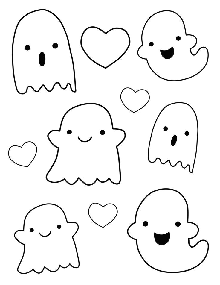 kawaii ghost outlines halloween doodle kawaii halloween halloween cards halloween drawings ghost