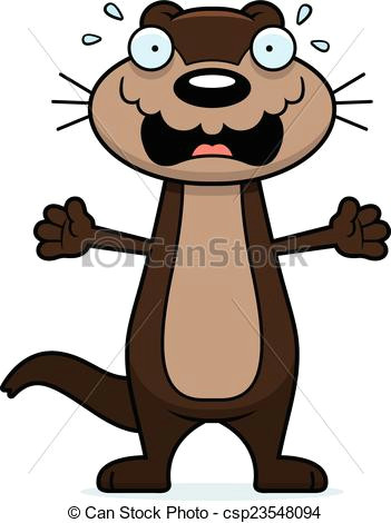 scared cartoon otter csp23548094