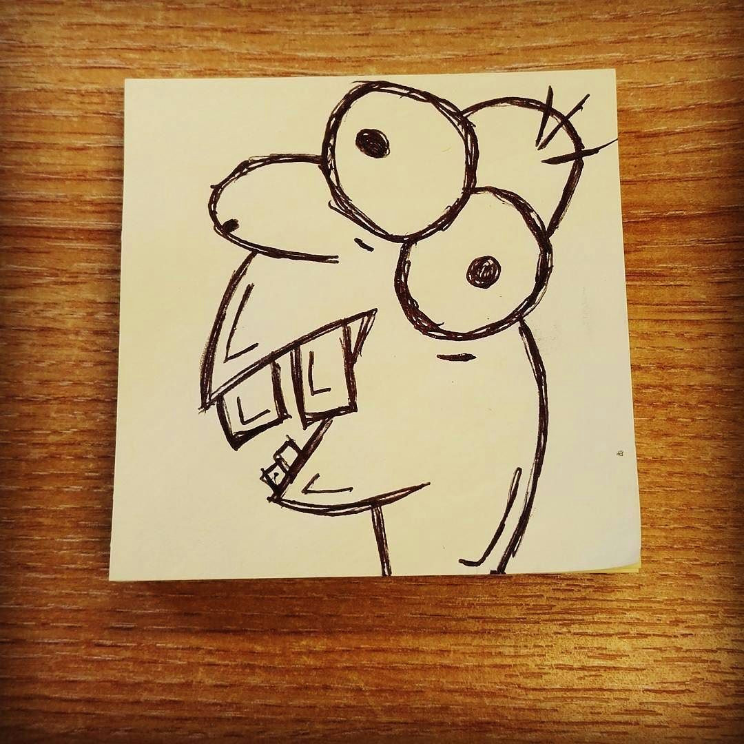 hi art pen sketch drawing cartoon postit illustration