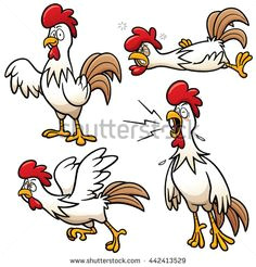 vector illustration of cartoon chicken character set