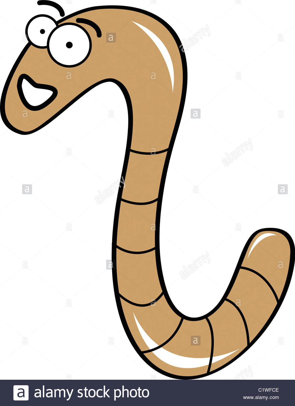 earthworm cartoon isolated on white stock image