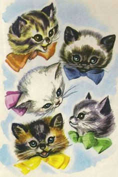 kitsch kittens are sickeningly cute from kitschy living tumblr illustration by marge a cat drawingcute