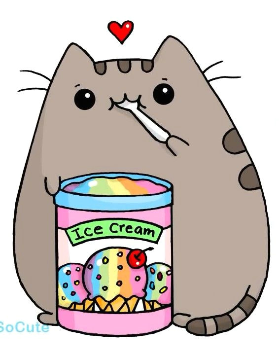 pusheen eating ice cream