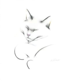 drawing of my cat charlie reclining her posture reminds me of how i used to feel between and during meetings when i had to force myself to sit up