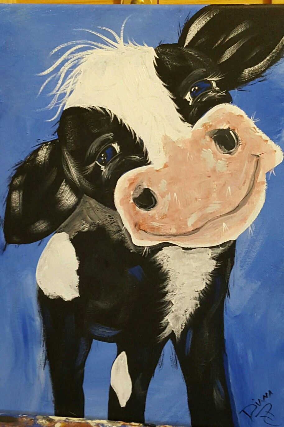 cow hand painted by diana roller rusticcanvaspainting