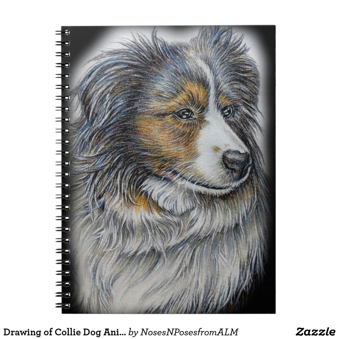 drawing of collie dog animal art notebook