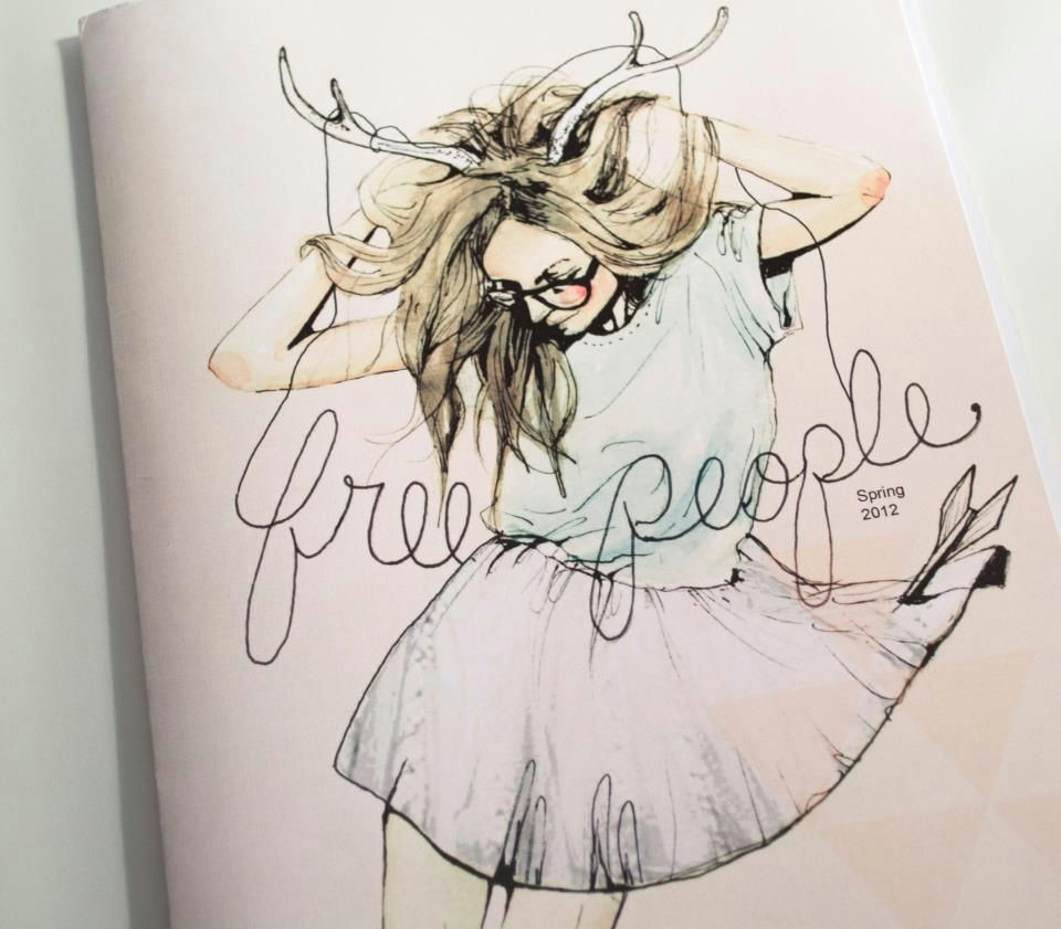 art deer drawing fashion fashion illustration free people girl glasses illustration magazine painting skirt spring