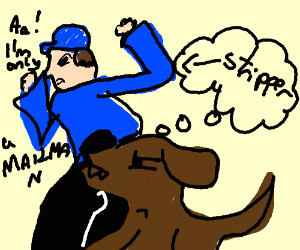 Drawing Of A Dog Bite Dog Biting Postman S ass Thinkinghe Sastripper Drawing by Mavva