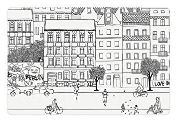 ambesonne german pet mat for food and water monochrome sketch of berlin square hand drawn