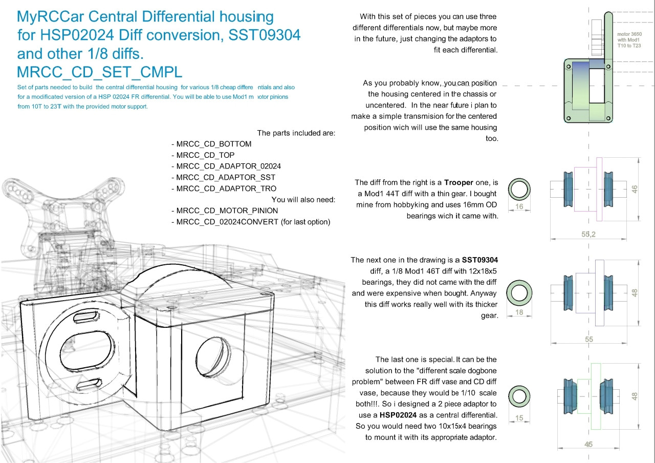 dog bone drawing myrccar central differential housing for hsp diff conversion