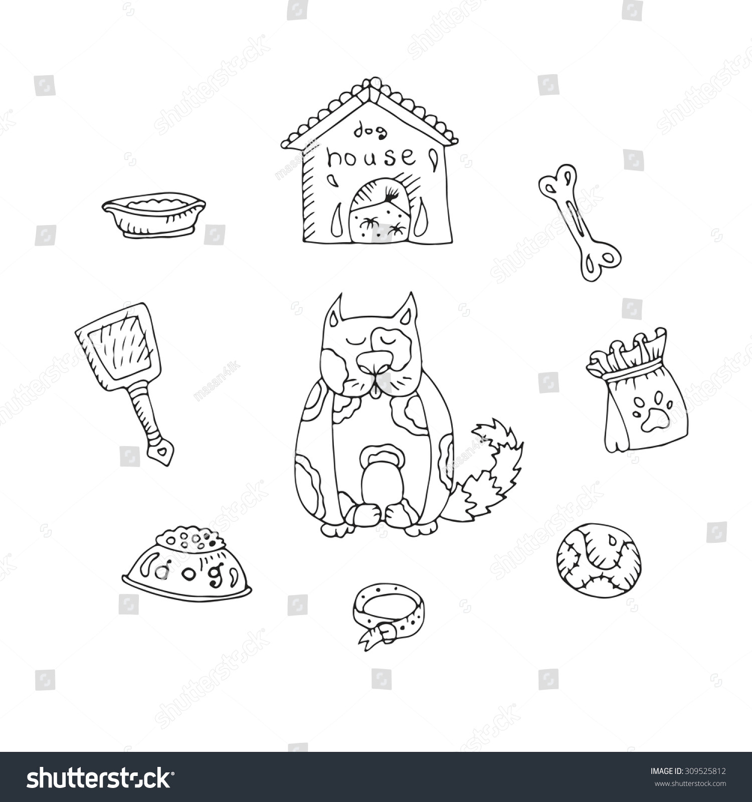 vector set for dogs various objects dog house ball bone bowl