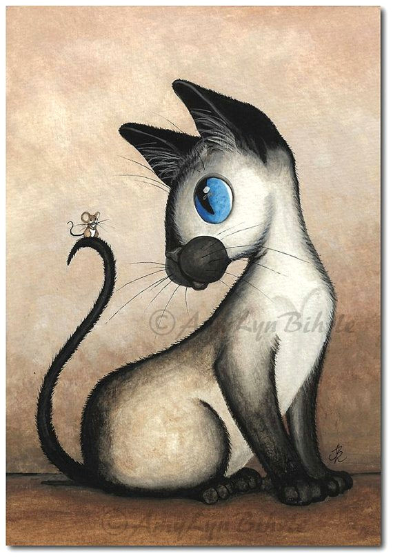 siamese cat mouse my sweet tiny friend art prints by bihrle ck317