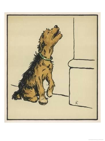 giclee print dog in a green collar art print by cecil aldin by cecil aldin 24x18in