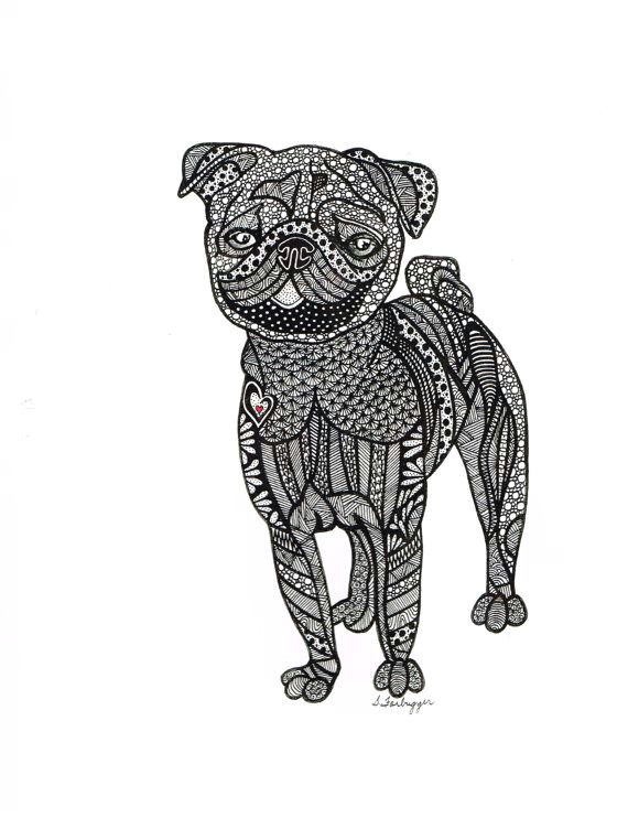 abstract drawing using pen prints are 8 x 10 this pug was drawn for my daughter she loves pugs and i found this to be quite challenging