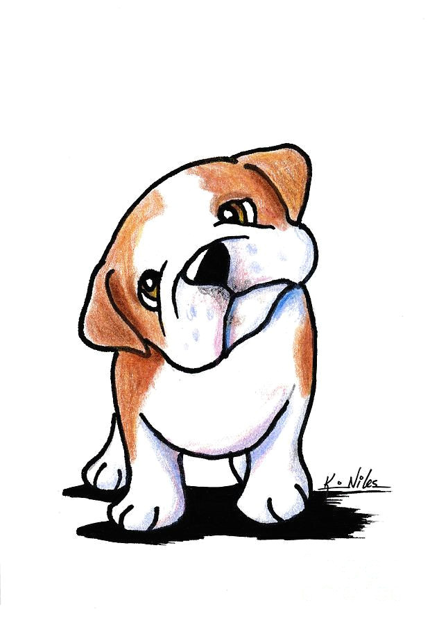 curious bulldog drawing