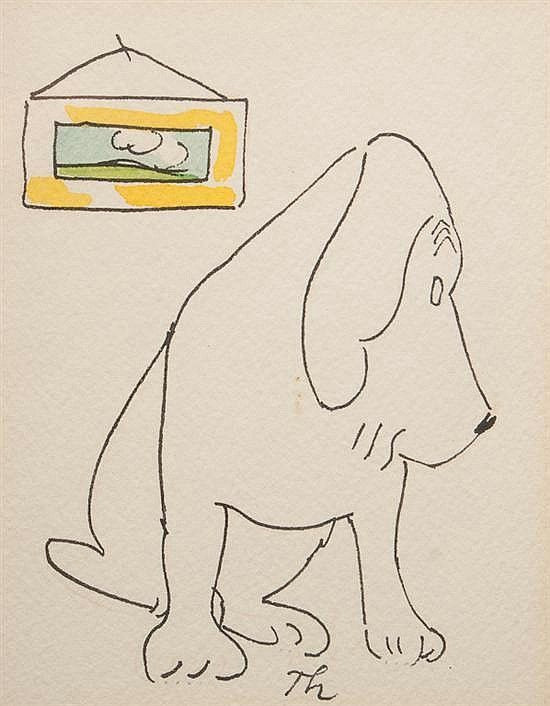 james thurber american 1894 1961 sitting dog pen and ink unpub invaluable