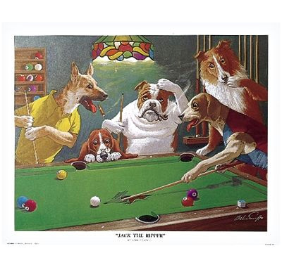 the ripper print part of the dogs playing pool series 20 x 16