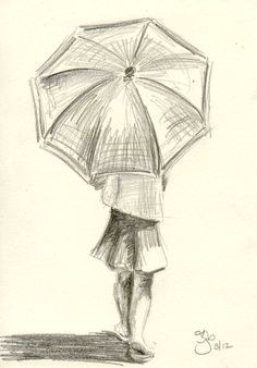 girl with umbrella 4x6 pencil study on etsy 20 00 simple pencil drawings