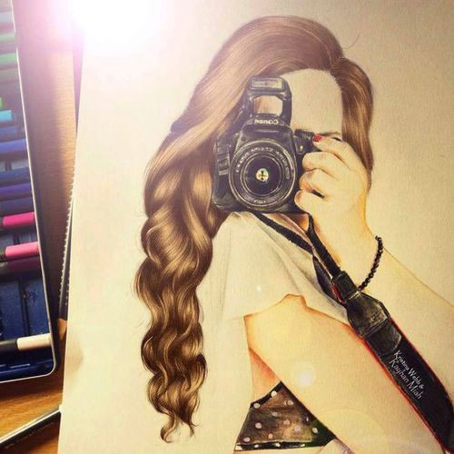 girl camera and drawing image