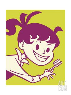 girl brushing her teeth art print by pop ink csa images at art com