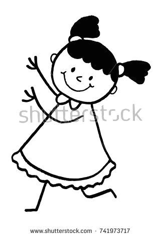 stick figure girl child running