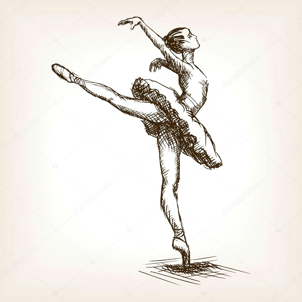 ballet dancer girl sketch style vector illustration old hand drawn engraving imitation ballerina woman wektor od alexanderpokusay