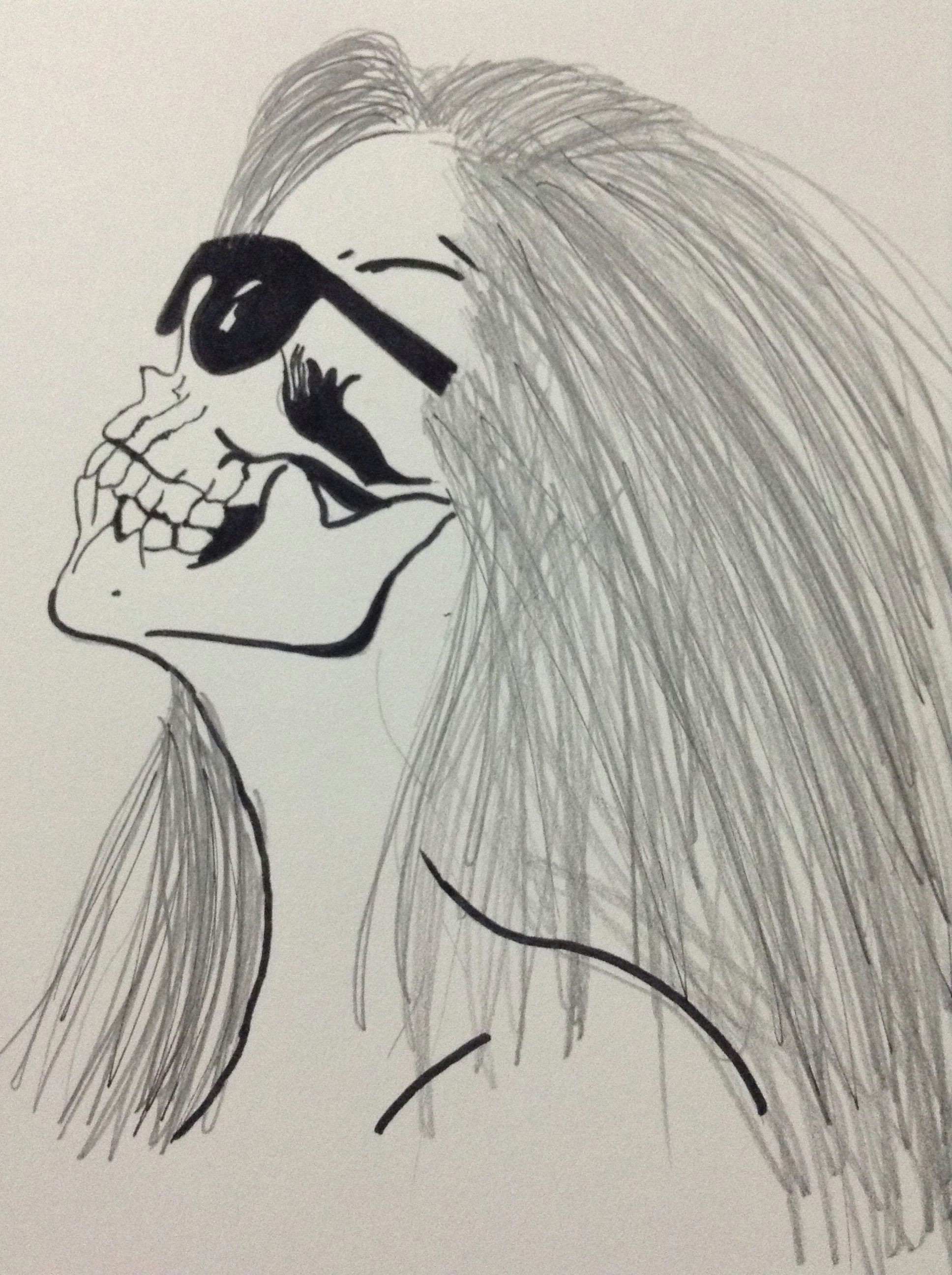 Drawing Of A Girl Doing Painting My Skull Girl Drawing Girl Drawings Drawings Und Skull