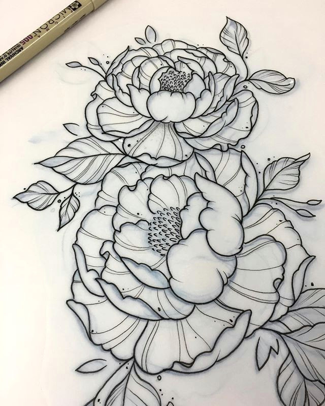more peony flower tattoos tattoos for girls flowers piony flower black