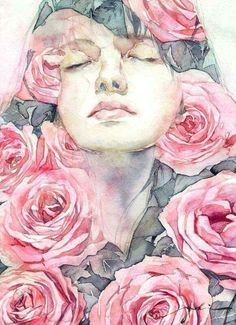 woman flowers art japanese painting female art flower art woman art