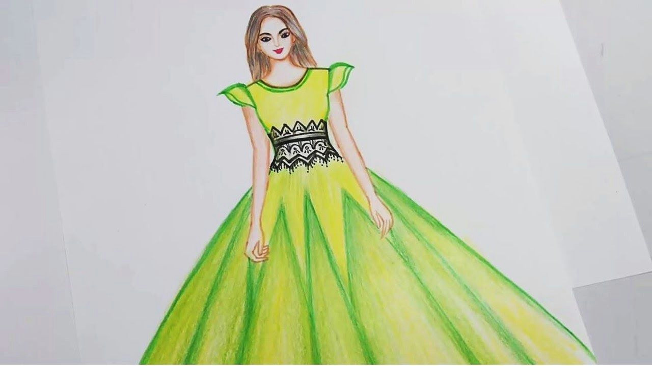 easy drawings how to draw a beautiful dress