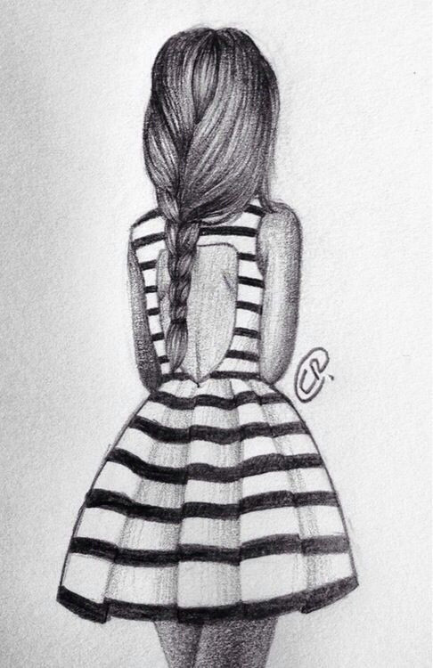 girl fashion dress drawing stripes