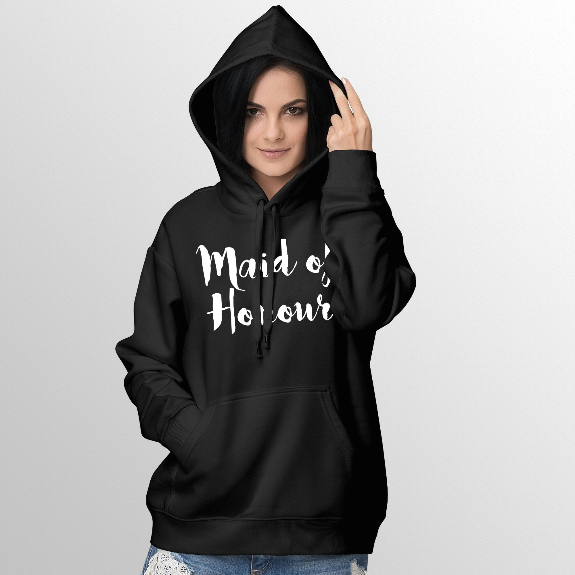 maid of honour hoodie quote slogan illustration personalised unisex