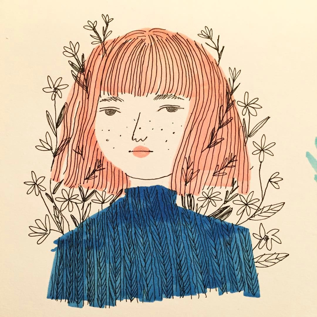sweater copic drawing illustration ink girl myart