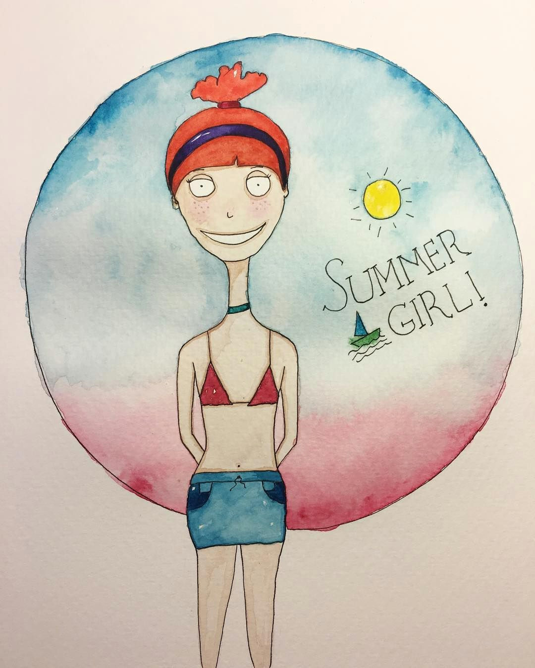 my summer girl angie characterdesign watercolor painting illustration sketch artwork