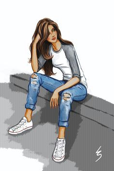 lydia snowden illustration fashion illustration boyfriend jeans white converse raglan sleeve tee