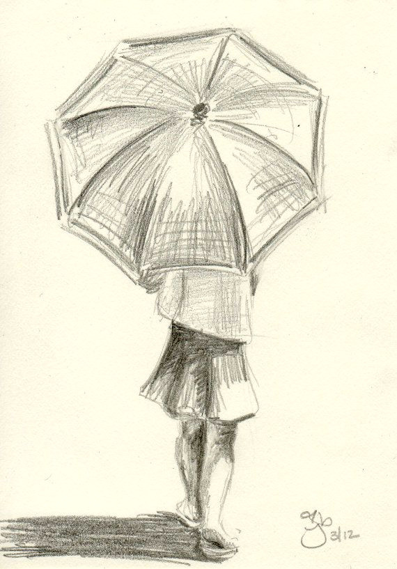 girl with umbrella 4x6 pencil study on etsy 20 00