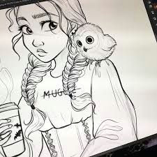 image result for cute drawing of ray looking at a porg