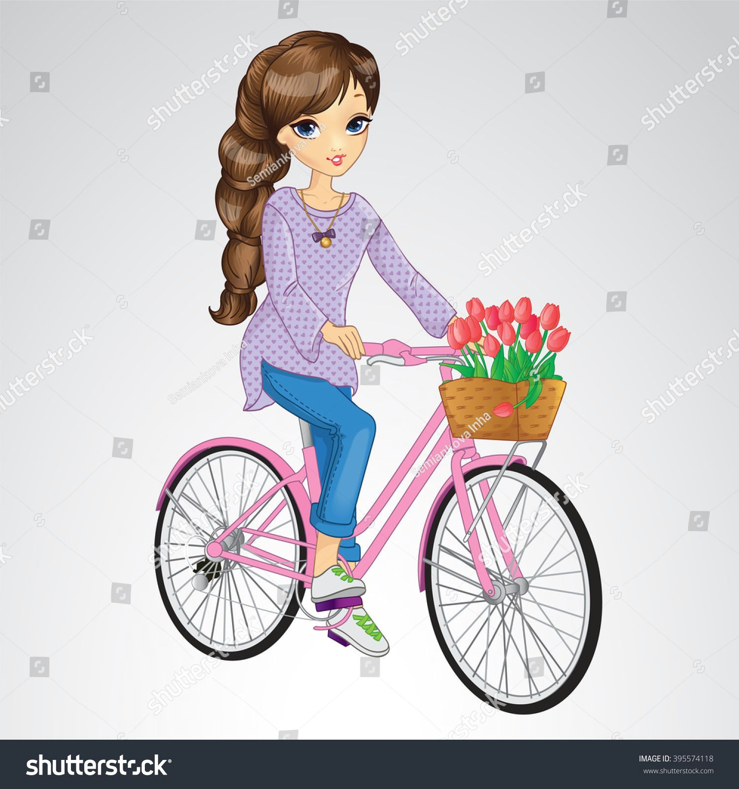 girl riding on pink bicycle