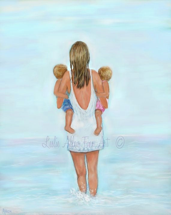 mother daughter son twins art print big by leslieallenfineart mother and child drawing mothers day