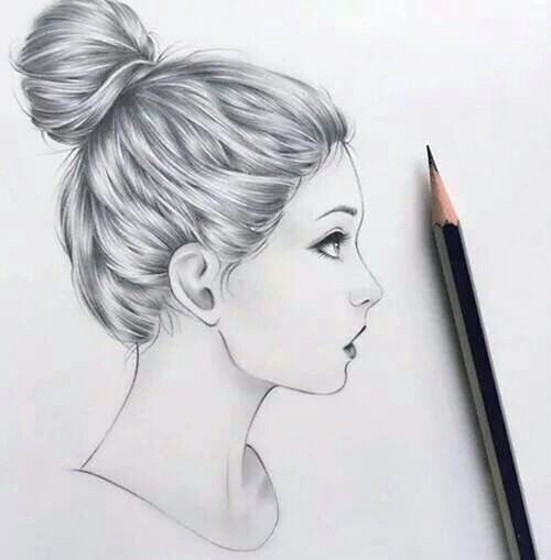 image result for sketch of long hair with bow