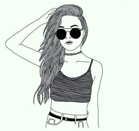 girl croptop choker sunglasses drawing art